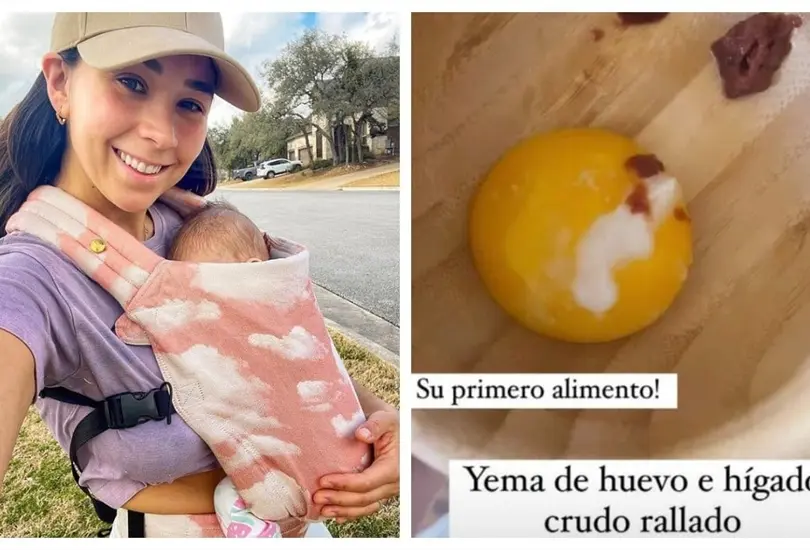 Influencer le da h&iacute;gado crudo a su beb&eacute;
