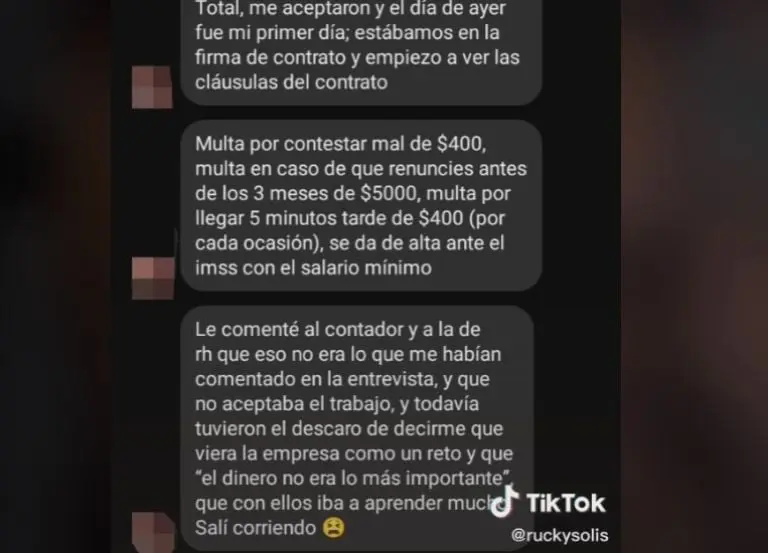Empleada exhibe a empresa que les cobra multas (TikTok)