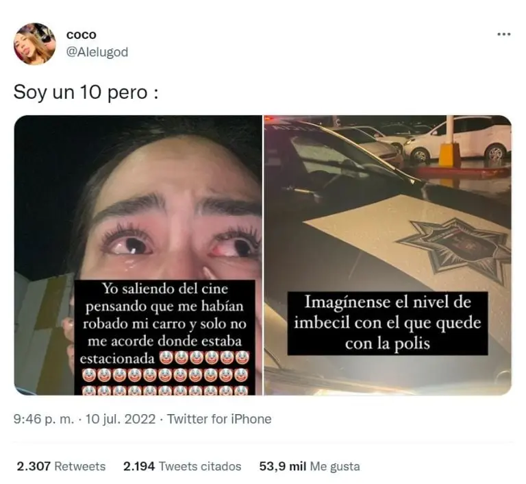 Mujer pierde su auto en el estacionamiento (Twitter)
