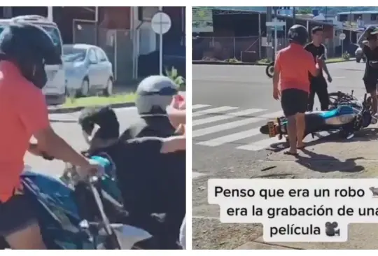 Motociclista confunde una película con un asalto