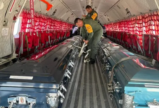 Uno de los tres vuelos realizados por las autoridades mexicanas para repatriar los cuerpos de inmigrantes. Uno de los tres vuelos realizados por las autoridades mexicanas para repatriar los cuerpos de inmigrantes.