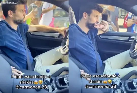 Piqué captado en su auto oyendo a Shakira.