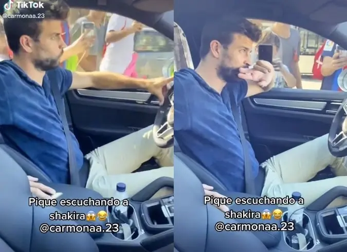 Piqué captado en su auto oyendo a Shakira. Piqué captado en su auto oyendo a Shakira.
