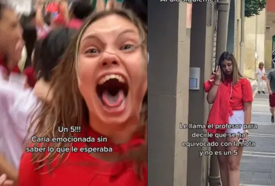 La estudiante celebr&oacute; muy emocionada que logr&oacute; pasar un examen de recuperaci&oacute;n, con lo que aprobar&iacute;a la materia, sin embargo, el profesor le rompi&oacute; sus ilusiones al decirle que se hab&iacute;a equivocado