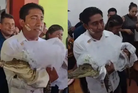 El alcalde V&iacute;ctor Hugo Sosa Garc&iacute;a acept&oacute; casarse con un lagarto en cumplimiento de una tradici&oacute;n que se lleva a cabo desde hace 230 a&ntilde;os. 