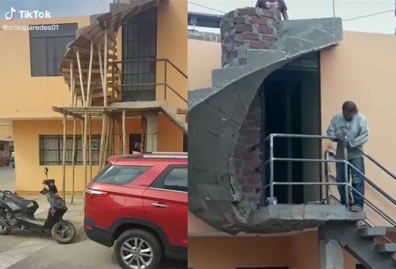Fue en TikTok en donde se dio a conocer el caso de los alba&ntilde;iles que construyeron una escalera que terminaba topando con una pared del segundo piso