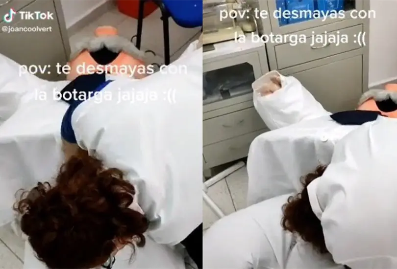 La botarga se qued&oacute; tendida en el suelo mientras personal de las Farmacias Similares intentaba desesperadamente sacar a la persona que yac&iacute;a dentro del traje.