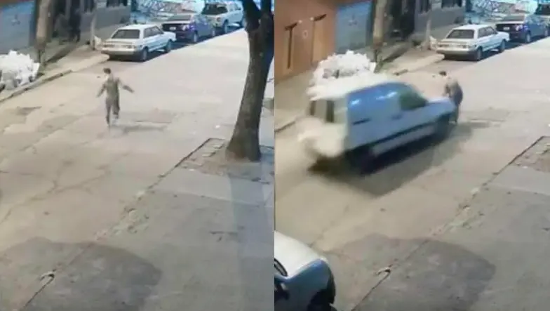 Una c&aacute;mara de seguridad registr&oacute; el momento en que el delincuente fue arrollado por el hijo de la v&iacute;ctima Cr&eacute;ditos: Captura de pantalla 