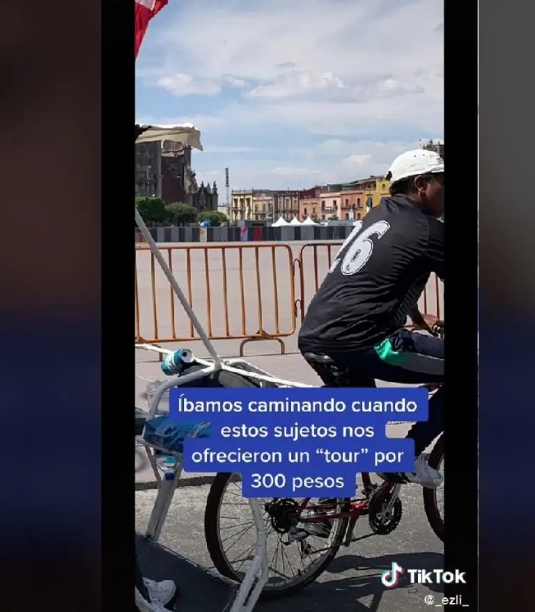 Turista denuncia estafa de bicitaxis (TikTok)