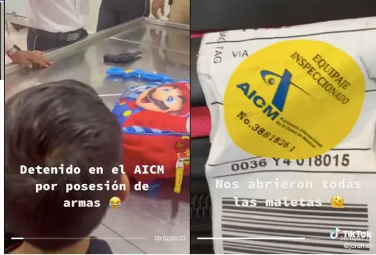 El menor tuvo que sacar todo el contenido de su mochila de Mario Bros. El menor tuvo que sacar todo el contenido de su mochila de Mario Bros.