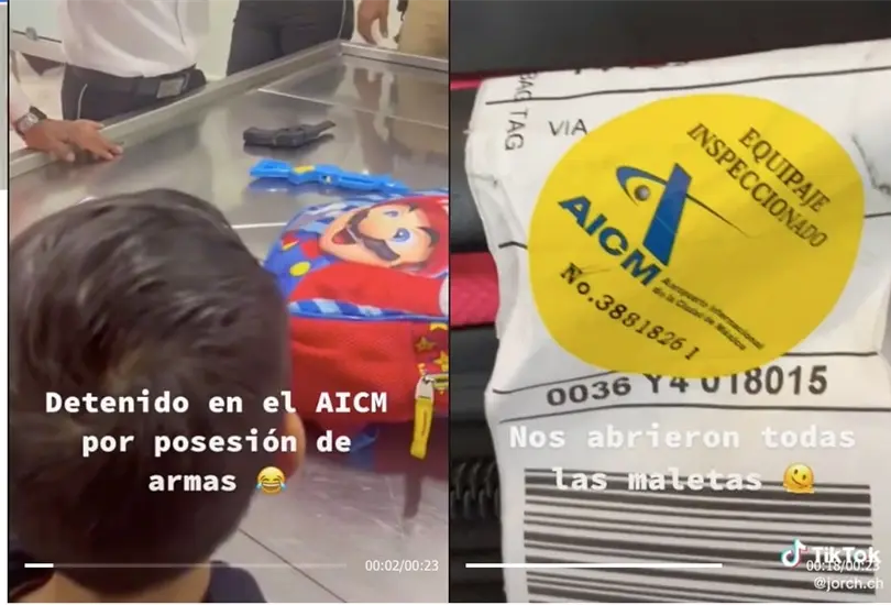 El menor tuvo que sacar todo el contenido de su mochila de Mario Bros.