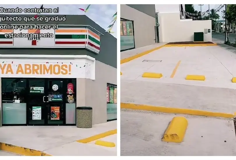 Estacionamiento de 7-Eleven sin entrada