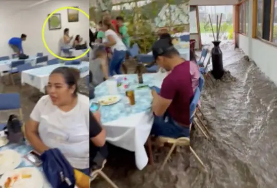 Los invitados siguieron con la fiesta a pesar de que el agua les llegaba hasta las rodillas Créditos: Captura de pantalla Los invitados siguieron con la fiesta a pesar de que el agua les llegaba hasta las rodillas Créditos: Captura de pantalla