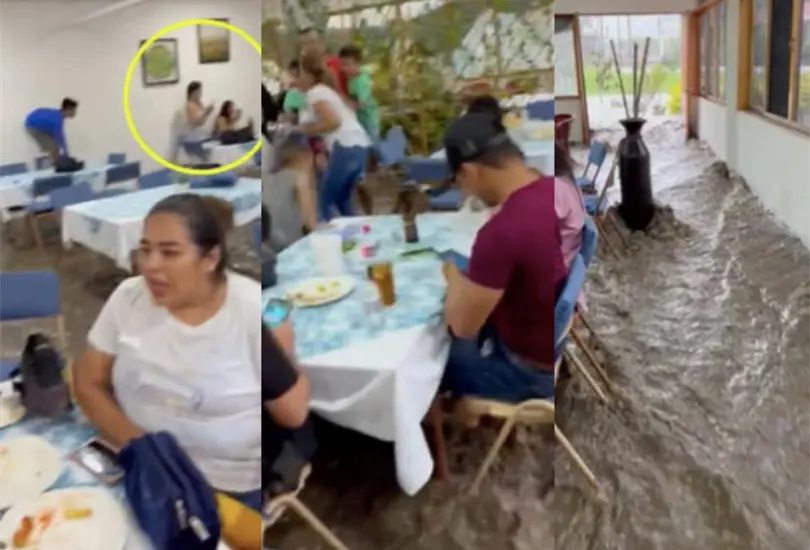 Los invitados siguieron con la fiesta a pesar de que el agua les llegaba hasta las rodillas Cr&eacute;ditos: Captura de pantalla 