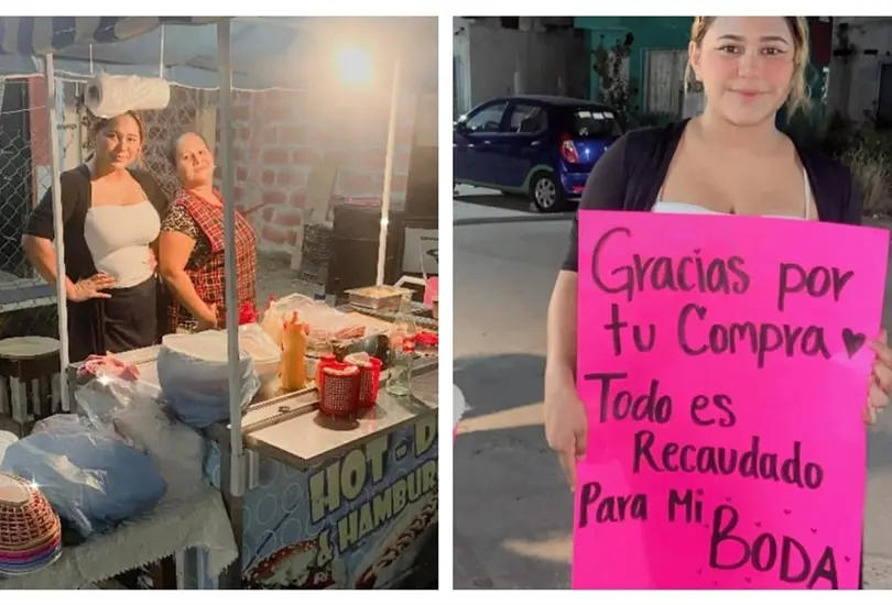 Novia vende hot dogs para pagar su boda 
