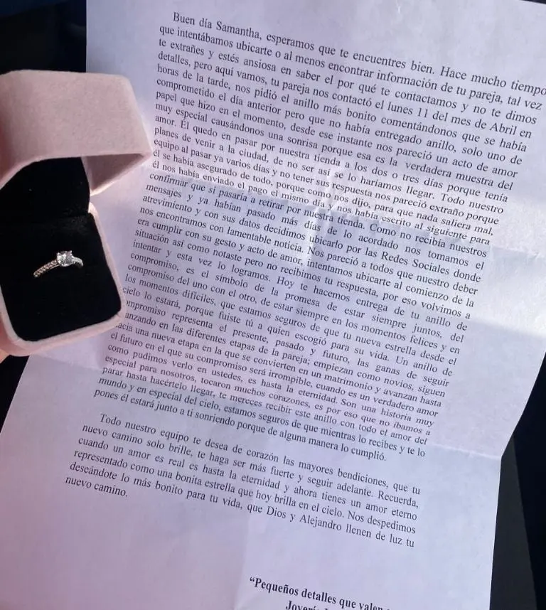 Carta Joyería a novia - Tomada de Twitter