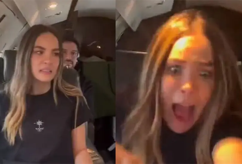 Belinda vivió un momento de turbulencia en un avión. Belinda vivió un momento de turbulencia en un avión.