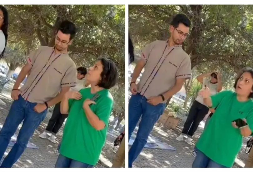 Vecina corre a j&oacute;venes de un parque