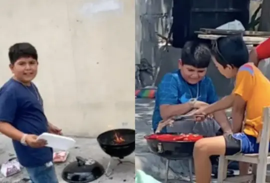 Los menores se volvieron virales al ser captados cocinando en plena calle Créditos: Captura de pantalla 