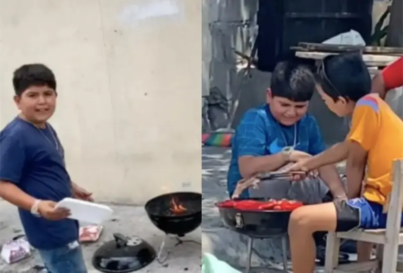 Los menores se volvieron virales al ser captados cocinando en plena calle Cr&eacute;ditos: Captura de pantalla 