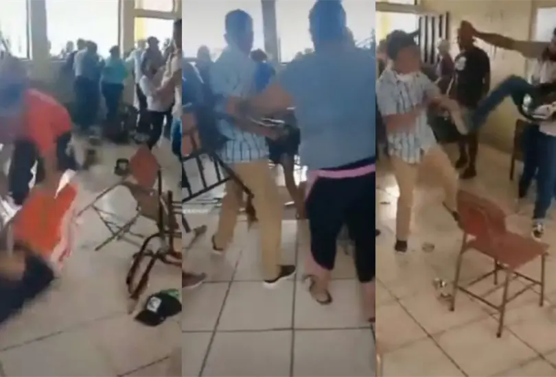 Padres de familia protagonizan tremenda trifulca en un sal&oacute;n de clases Cr&eacute;ditos: Captura de pantalla 