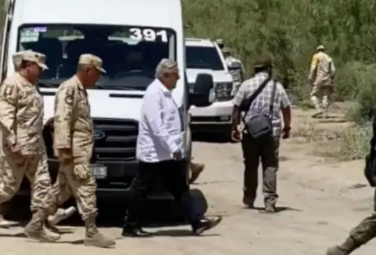 El presidente López Obrador en su llegada a Sabinas, Coahuila Créditos: Captura de pantalla 