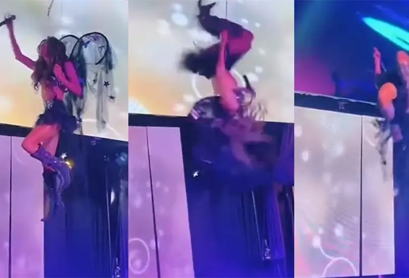 El momento de la ca&iacute;da del imitador de Anah&iacute;. 