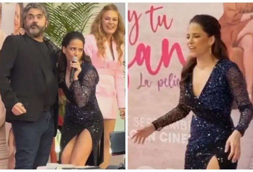 Ana Claudia Talanc&oacute;n sorprende en la premier de Soy tu fan