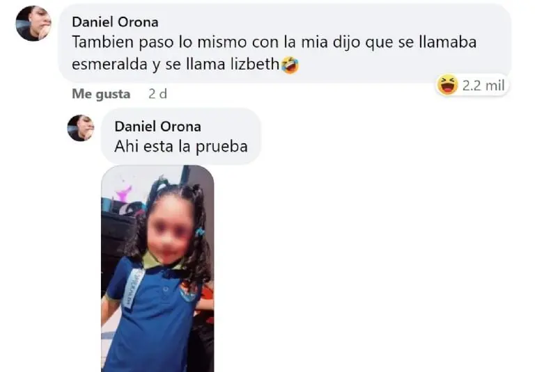 Niña se cambia el nombre en la escuela (Facebook)