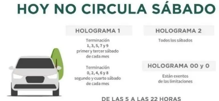 Calendario hoy no circula sabatino. Foto: Semovi.