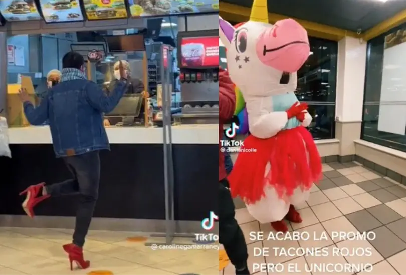 Los j&oacute;venes utilizaron los tacones rojos para obtener el Men&uacute; Yatra un combo gratis que ofreci&oacute; Mc Donald&acute;s en colaboraci&oacute;n con el m&uacute;sico Sebast&iacute;an Yatra en Per&uacute;