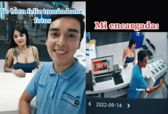 El joven se tomaba fotografías con la modelo e influencer, cuando su jefa le avisó que lo estaba vigilando por las cámaras de seguridad de su trabajo