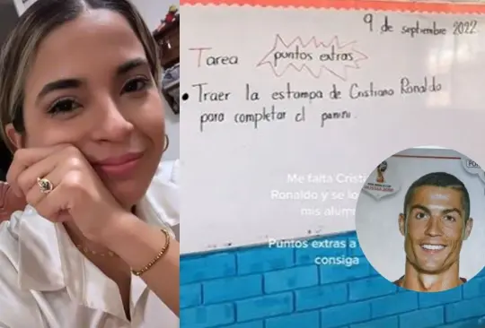 La maestra pidió de tarea la estampa de Cristiano Ronaldo. 