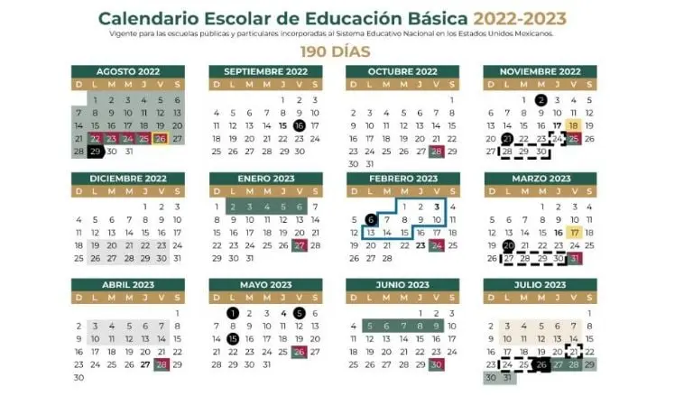 Calendario Escolar SEP 2022-2023. Foto: SEP.