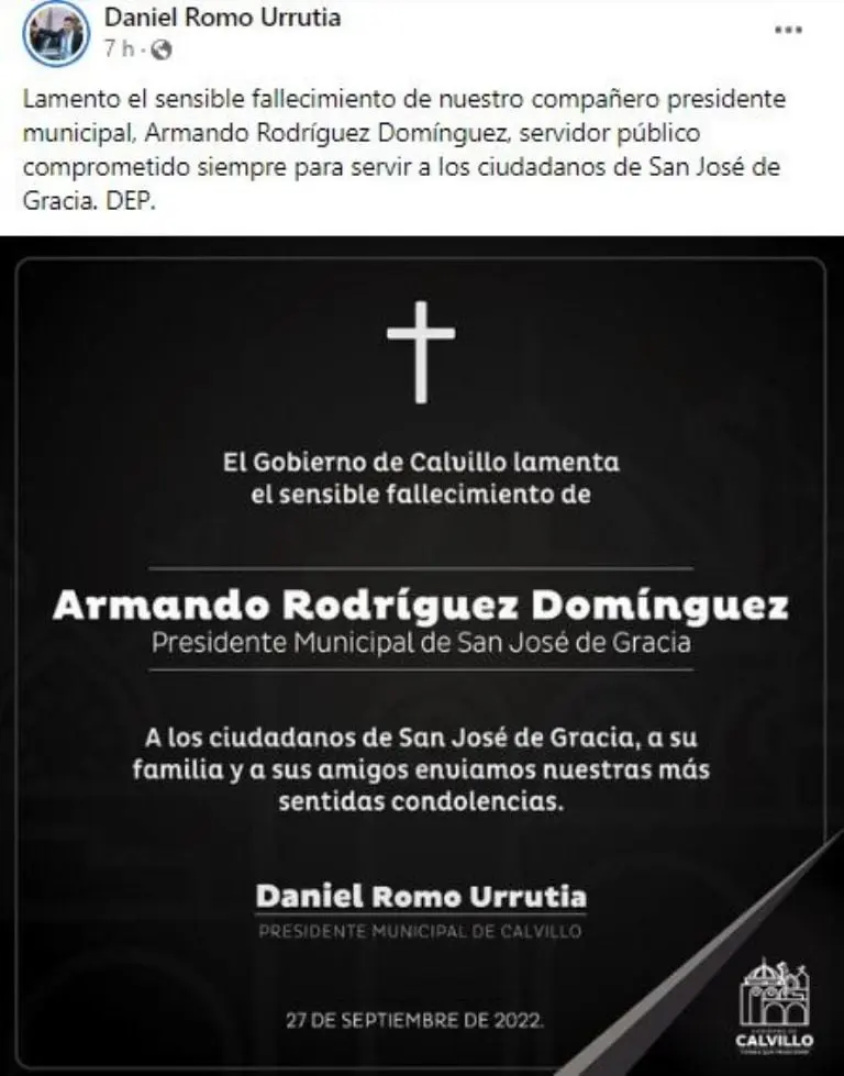 Investigan muerte de acalde en Aguascalientes. Foto: Facebook.