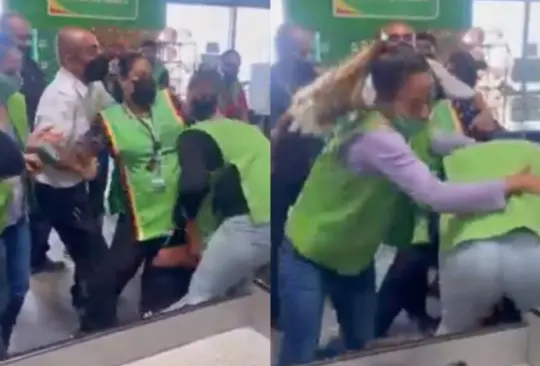 Guardias y personal de seguridad de la tienda tuvieron que intervenir para detener la riña Créditos: Captura de pantalla 