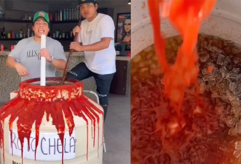 Los tiktokers Pakoyaso y Juliomv1 prepararon una rotochela en un tinaco de 500 litros