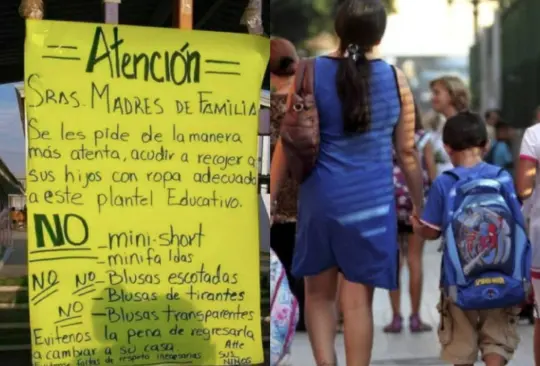 La fotografía del cartel pegado afuera de una escuela ha causado polémica en redes sociales Créditos: Especial La fotografía del cartel pegado afuera de una escuela ha causado polémica en redes sociales Créditos: Especial