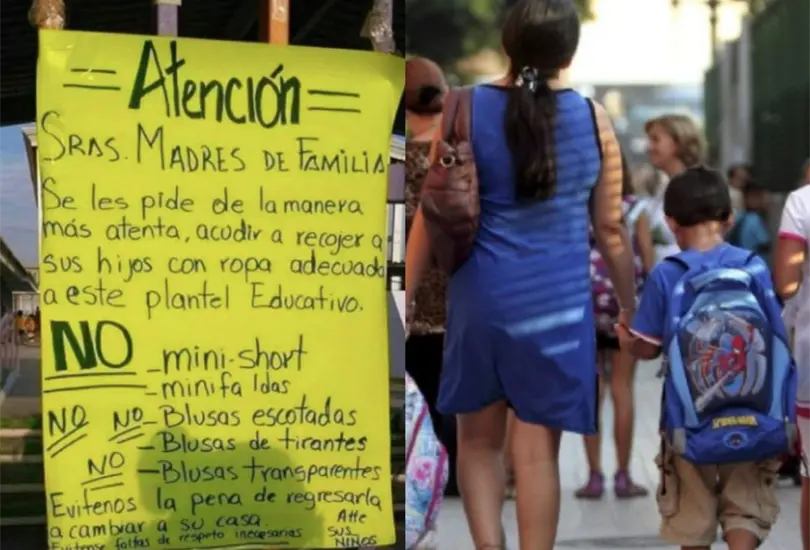 La fotograf&iacute;a del cartel pegado afuera de una escuela ha causado pol&eacute;mica en redes sociales Cr&eacute;ditos: Especial 