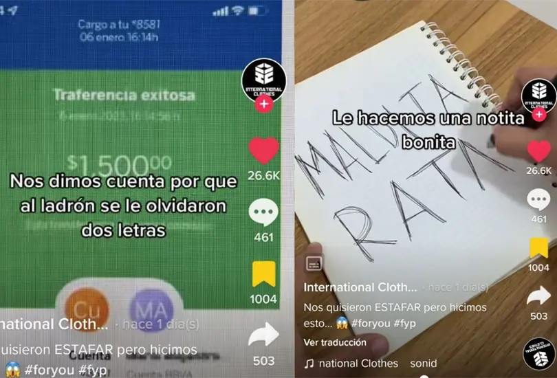 Una usuaria de TikTok mostr&oacute; c&oacute;mo se veng&oacute; de unos supuestos estafadores que intentaron obtener mercanc&iacute;a gratis haciendo un dep&oacute;sito bancario falso