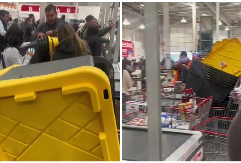 Clientes pelean por cajas de Costco 