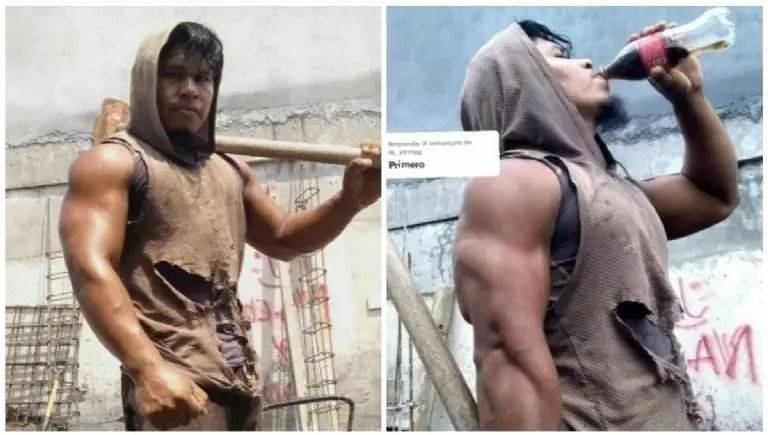 Albañil presume que no va al gym ni hace dieta (TikTok)
