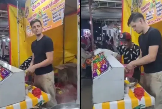 Un joven alemán comenzó a vender esquites y hasta dorilokos en un puesto en la feria, hecho que llamó la atención de las redes