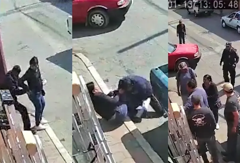 Una mujer logró someter a su asaltante el tiempo suficiente para que llegara la policía y se lo llevara detenido. Todo quedó grabado. Una mujer logró someter a su asaltante el tiempo suficiente para que llegara la policía y se lo llevara detenido. Todo quedó grabado.