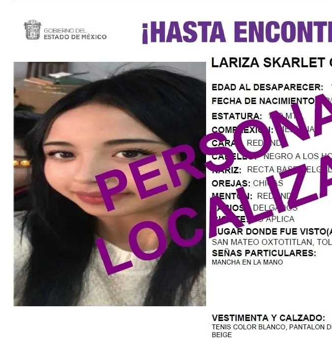 Luego de m&aacute;s de 8 d&iacute;as de b&uacute;squeda, la adolescente fue localizada con vida