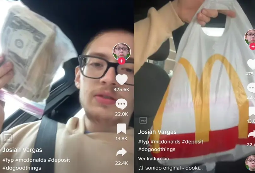 El joven pidi&oacute; un desayuno y le entregaron una bolsa llena de d&oacute;lares, hecho que lo dej&oacute; at&oacute;nito