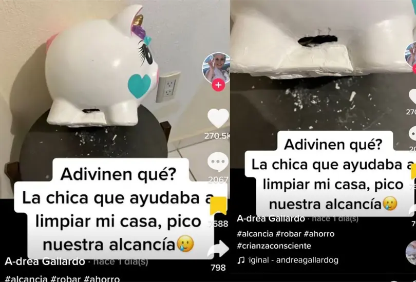 Mujer capta a empleada dom&eacute;stica robando ahorros de la alcanc&iacute;a de sus hijas