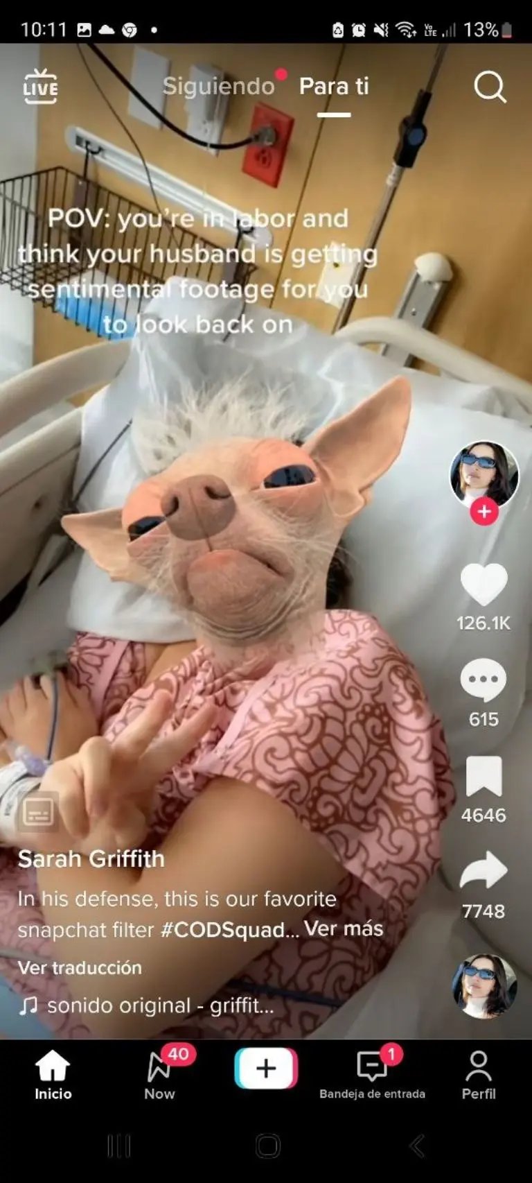 Hombre graba a esposa con filtro - Tomada de video