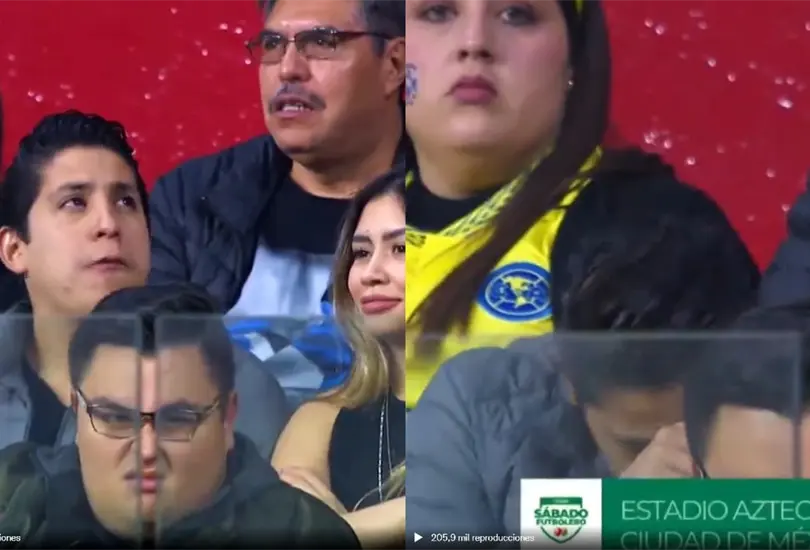 La reacci&oacute;n de un aficionado al salir en las pantallas del Estadio Azteca caus&oacute; sospecha y risa entre los usuarios de las redes sociales.