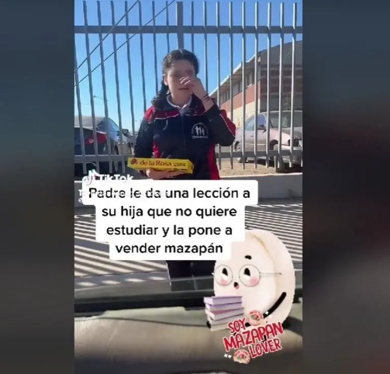 Papá pone a hija a vender mazapanes por no estudiar (TikTok)
